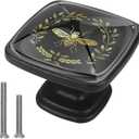 4 Pcs Cabinet Handle Drawer Pulls and Knobs Golden Flying Bee Pattern with Screws Square Furniture Office Cabinet Knob Decoration