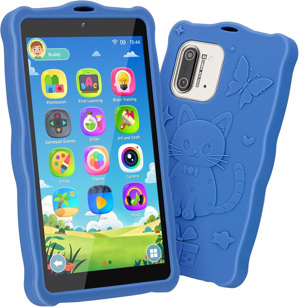 5.50" Touchscreen Kids Toys Smart Phone, Kids Phone with Games & Dual Camera, Toddler Toys Phone, Boys and Girls Learning Toy Phone for 3-9 Years Old (Blue)