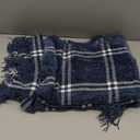 EverGrace Plaid Chenille Throw Blanket for Couch, Super Soft Cozy Decorative Windowpane Grid Plaid Throw with Tassels, Lightweight Chenille Knit Throw for Bed Sofa Gift, Navy & White 50x60