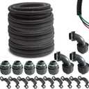 (1/2" Dia * 100 Feet) Yariwiz Black Special Extra Flexible Electrical Conduit Liquid Tight PVC Conduit Kit with 5 PCS Coupling, 5 PCS Elbow and 10 PCS Strap, Sealtight Seal Flex Liquidtight Wire