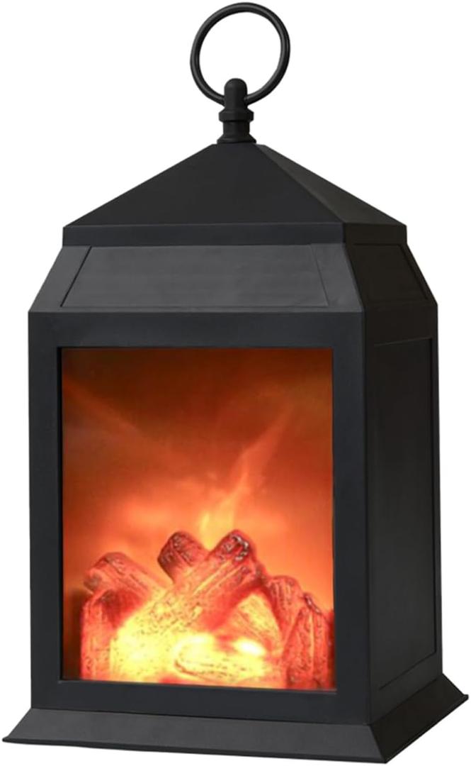Fireplace Lantern and Battery Operated USB Operated 6 Hour Timer Included Tabletop Fireplace Lantern Indoor/ Outdoor Fireplace Lamp (1 Pack House Shape No Heater Function Size:6.3x5.5x12 Inch)