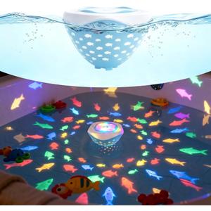cambk Waterproof Bathtub Light for Kids, Battery Operated Fish Bath Lights for Tub & Bath Time, Color Changing Mood Lighting with Fish World Light Show
