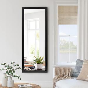 NeuType Wall-Mounted Mirror 43"x16" Rectangular Mirror Hanging or Leaning Against Wall Best for Bedroom Living Room Dressing Mirror Polystyrene Frame,Origin Black(No Stand)