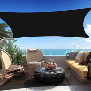 16' x 20' Black Rectangle Sun Shade Sail Canopy Durable Fabric UV Block Awning, We Make Custom Sizes