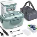 Electric Lunch Box Food Heater, 3 in 1 Ultra Quick Heated Lunch Boxes for Adults, 12V/24V/110V Portable Food Warmer for Car/Truck/Office With Fork Spoon and Insulated Carry Bag