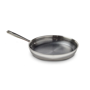 T-fal HybridMesh Tri-Ply Stainless Steel Fry Pan 12 Inch, Induction Oven Safe 500F, Metal Utensil Safe, Ideal For Searing, Cookware, Dishwasher Safe Pots and Pans, Needs Pre-Heating, Silver/Black