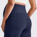 G4Free EverGoing Maternity Dress Yoga Pants with Pockets Over The Belly Stretchy Work Slack Pregnancy Wide Leg Trousers (Blue, M)