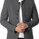 Mens Casual Suit Blazer Jackets Stand Mandarin Collar Lightweight Lined Business Dress Sport Coats (3X-Large, Grey)