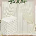 40 ft x 10 ft Wrinkle Free Ivory Backdrop Curtain for Wedding Parties, Polyester Ivory Photo Backdrop Drapes 8 Panels 5x10ft for Baby Shower Photoshoot Engagement Birthday Party Photography Background