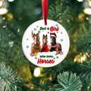 Horse Christmas Ornament, Just A Girl Who Loves Horses Xmas Ornament, Farm Animal Ornament, Xmas Ornament Tree Decoration Gifts for Horse Lovers Farmers, Unique Gift for Her, Horse Riding Lovers