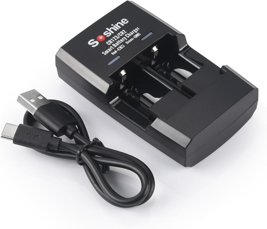 Soshine CR2 RCR123A Battery Charger for RCR123 16340 CR2 15270 LiFePO4 Battery 3V Rechargeable Batteries (Charger)