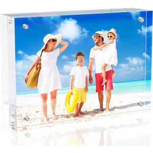4x6 Inches Acrylic Picture Frames 1 Pack, Double Sided Magnetic Photo Frames,Free Standing on Desk or Table Clear Picture Frames