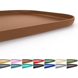 Silicone Pet Feeding Mat with Raised Edge for Food and Water, Dog Bowl Mats, Cat Bowls Placemat with High Lip for Floor Waterproof, Rubber Tray for Cats and Dogs 22 x 14 x0.8 Brown