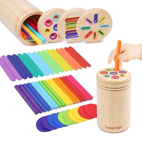 YHHYTOY Montessori Toys for 2 3 4 Years Old, 3 in 1 Educational Sensory Color Sorting Toys for Toddlers 1-3, Fine Motor Skills Preschool Learning Activities, 2 3 4 Year Old Girls Boys Birthday Gifts