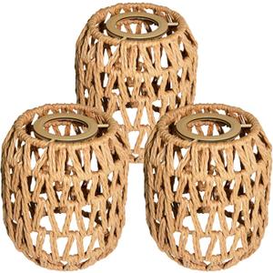 3 PACK Rattan Lamp Shades(4.7"5.2"), Small Boho Pendant Light Shade, Handwoven Wicker hanging Lampshades For Chandeliers, Wall Sconces, Floor & Table Lamps