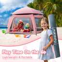 Baby Playpen Pop-up Tent - Outdoor & Indoor Play Tent for Beach with Canopy Travel Bag Portable Play Yard for Babies & Toddlers (Pink) (68.9 x 43.3 x 35.4 in)