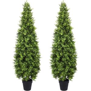 Yinleus 4FT Artificial Boxwood Topiary Tree Fake Topiary Potted Plants for Home Office Garden Indoor Outdoor Decoration 48INCH(2PACK)