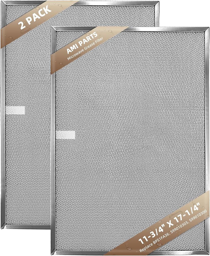 BPS1FA36 Aluminum Range Hood Filter 11-3/4" X 17-1/4" X 3/8" Compatible With B-roan Range Hood Filter 36" WS1 & QS1 & WS2 Series and Sears 5260-36" Series by AMI PARTS (2 Packs)