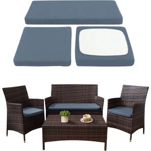 Waterproof 3-Piece Patio Sofa Cushion Cover Set - Replacement Covers for Outdoor Wicker Furniture, Bench & Seat Cushions
