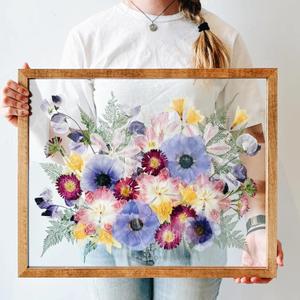 Floating Frames 16x20 Walnut Wood Shadow Box Frame For Pressed Flower Floater Double UV Glass Pressed Flower Floating Frame 20x24 Bouquet Frames For Wedding Memory