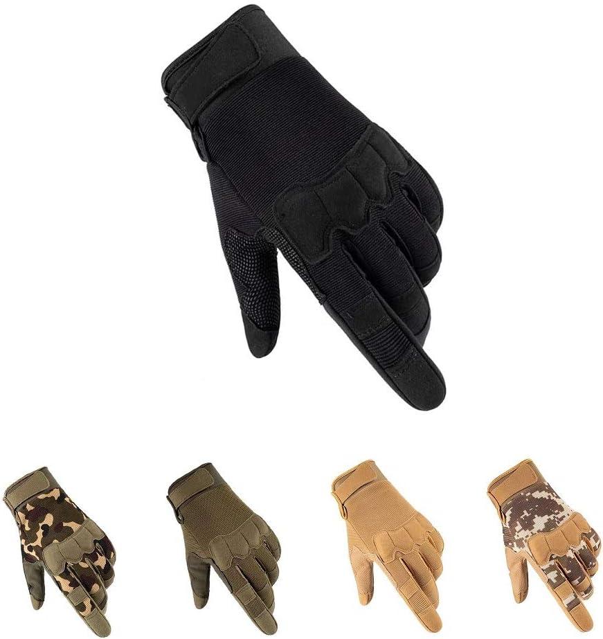 HYCOPROT Full Finger Gloves, Touch Screen Knuckle Protective Breathable Lightweight Outdoor Gloves for Shooting, Hunting, Motorcycling, Climbing (Small, Black)