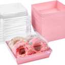 Ocmoiy Small Charcuterie Boxes with Clear Lids, To Go Paper Disposable Food Containers, 5 Inches Bakery Dessert Boxes for Sandwich, Cookie, Pastry, Cake Slice (Pink, 50ct)