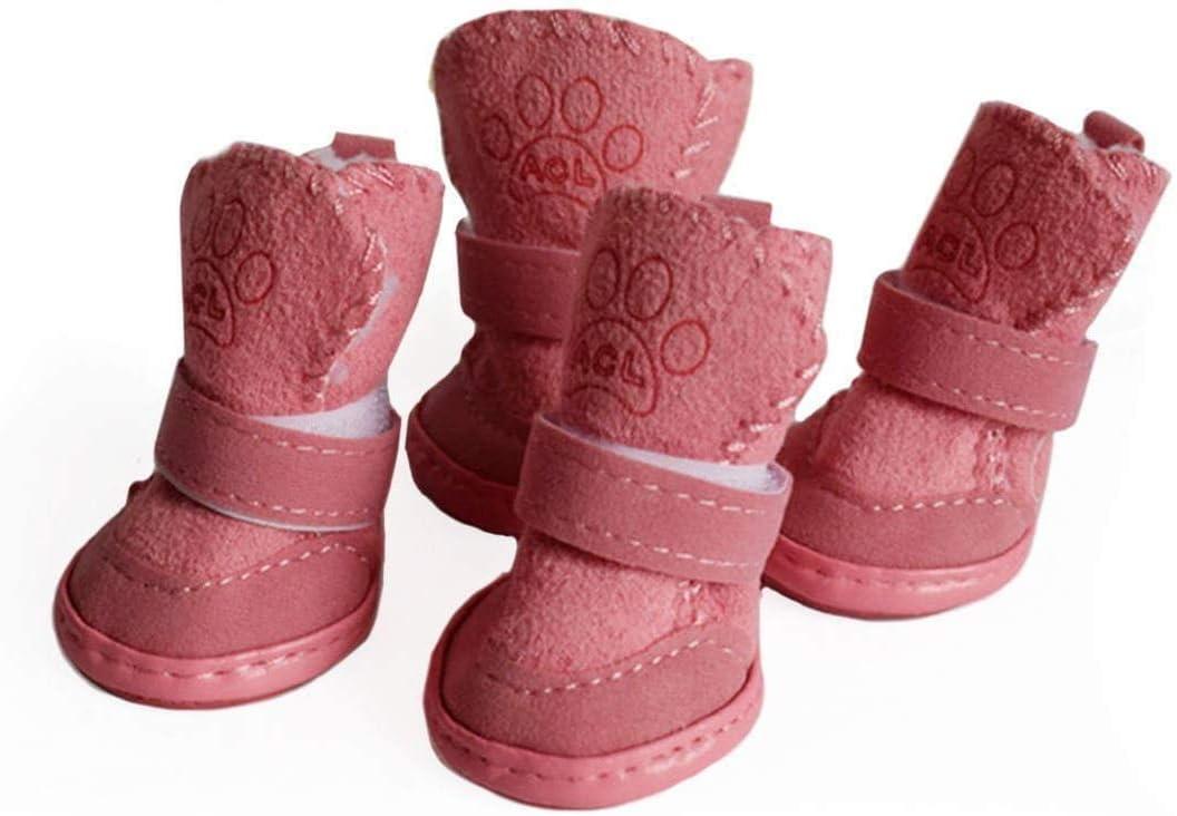 Dog Shoes Puppy Boots Snow Paw Protector, Anti-Slip Dog Shoes,Dog Australia Pet Antiskid Shoes Winter Warm Skidproof Sneakers (Small, Pink)