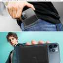 Leather Wallet Card Holder, Phone Card Holder with RFID Blocking ID Window for iPhone Android Phones & Cases (Black)