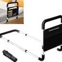 Bed Rails for Elderly Adults - Bed Assist Rail Medical Bed Support Bar Mobility Assistant with Free Storage Bag and Fixing Strap, Fit King, Queen, Full, Twin (White-300lbs)