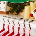 Christmas Stocking Holders for Mantle Set of 6, Metal Fireplace Stocking Hangers, Anti-Rust Non-Slip Non-Tarnish Mantel Hooks Grips Set for Garland, Windowsill, Party, Christmas Decorations, Silver