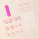 2 x French Tip Press on Toenails Square Fake Toenails Glossy Glue on Toenails White Nail Tip Short Acrylic False Toes Nails with 5D Flower Designs Artificial Beach Full Cover Toenail for Women Girls 24Pcs (FT1)