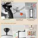 SYDACG 20" Caged Ceiling Fans with Lights, Black and White Fandelier Ceiling Fan with Light, Farmhouse Rustic Chandelier Fan Remote Control, 6 Speeds for Bedroom, Nursery, Living Room