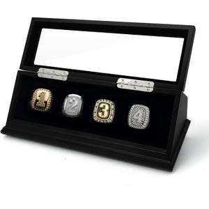 Championship Ring Display Case Big Ring Storage Box (Matt Black, 4)