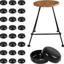24-Pack Wrought Iron Patio Chair Leg Caps for Metal Chairs, 1-1/2 Inch Round Black Plastic Outdoor Furniture Leg Caps for Chairs & Tables