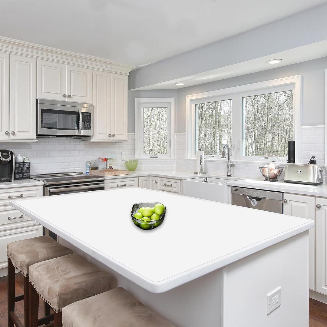 Silicone Mats for Kitchen Counter, 48"x32"(120cmx80cm) Large Heat Resistant Mat Kitchen Island Waterproof Countertop Protector Mat Nons-slip Extra Large Counter Mat, Semitransparent (Translucent)