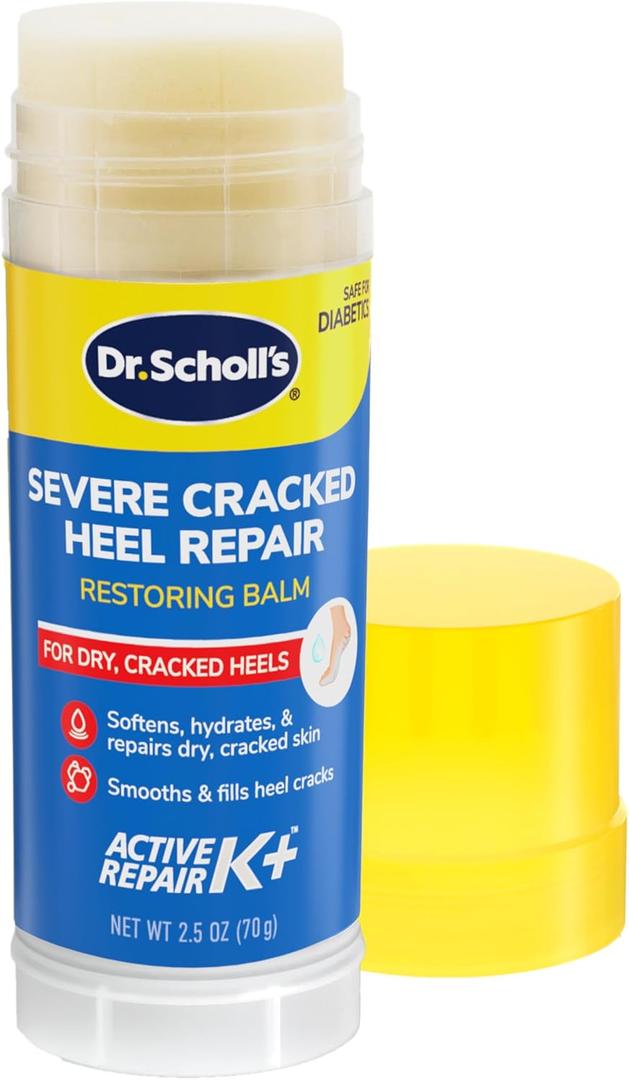Dr. Scholl's Severe Cracked Heel Repair Restoring Balm 2.5oz, with 25% Urea for Dry, Cracked Feet, Heals and Moisturizes for Healthy Feet (2.5 Ounce (Pack of 1))