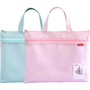 Pendancy Mesh Zipper Pouch 11x13.7 in, 2 pcs Large Double Pocket Waterproof File Bag with Handle, A4 Size Foldable Document Storage for Puzzle Project/Cross Stitch/Travel/OfficeGreen Pink