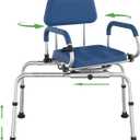 Loyoda Sliding Shower Chair Tub Transfer Bench with Swivel Seat, Premium Padded Seat and Backrest, Pivoting Arms, Height Adjustable for Tubs, Inside Shower, for Handicap & Seniors350 Lbs