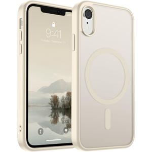 SUPFINE Magnetic for iPhone XR Phone Case(Compatible with MagSafe)(Military Grade Drop Protection) Slim Translucent Matte Shockproof with Anti-Fingerprint Phone Case,Antique White