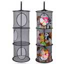 Basumee Stuffed Animals Net or Hammock 2 Pcs Stuffed Animals Storage Toy Net Hammock for Plushies Storage Organizer Mesh Kids Girls Room Decor, Black, 3 Tiers