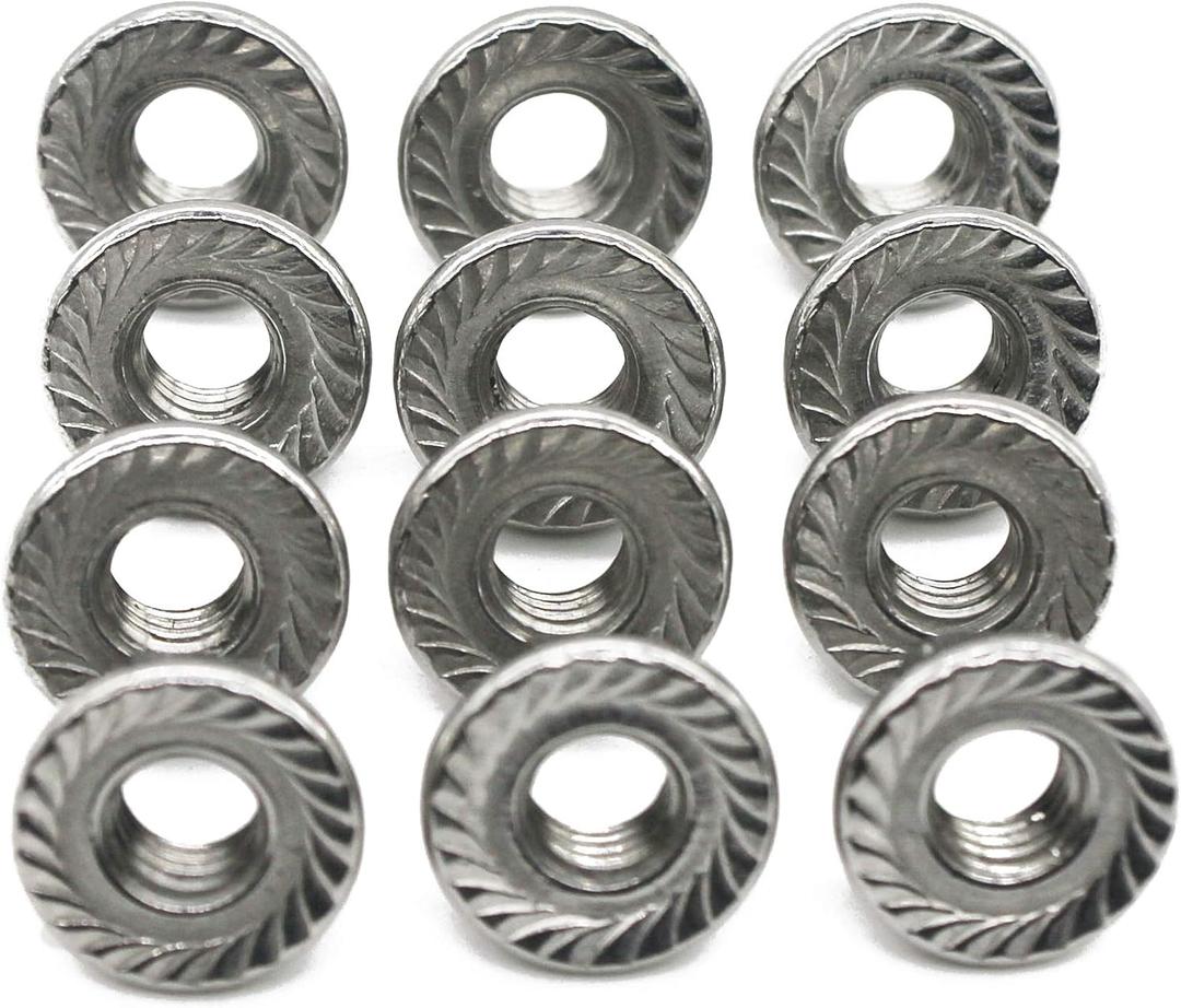 FullerKreg (50 Pcs) M6 x 1mm Serrated Hex Flange Nut, 18-8 Stainless Steel, Bright Finish, Mix