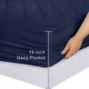 Utopia Bedding Quilted Fitted Mattress Pad, Queen Size, Elastic Fitted Mattress Topper Protector and Cover with Deep Pocket Stretches up to 16 Inches, Machine Washable (Navy)