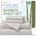 100% Rayon Derived From Bamboo - Bamboo Sheets King Size - Cooling Sheets for King - Soft, Breathable & Hotel Luxury Bedding - 1 Flat & 1 Fitted & 2 Pillowcases w/ 16 Inch Deep Pockets - Light Grey
