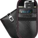 TICONN 2PK Faraday Bag for Key Fob, 3.5''X5.0'' Faraday Cage Protector, Car RFID Signal Blocking, Anti-Theft Pouch Anti-Hacking Case Blocker (Carbon Fiber) (Medium, Black)