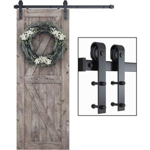 SMARTSTANDARD 5 Feet Heavy Duty Sturdy Sliding Barn Door Hardware Kit-Smoothly and Quietly-Includes Detailed Installation Fit 30" Wide Doorpanel (J Shape Hanger) Black