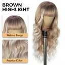 Ombre Blonde Wigs with Bangs Long curly wavy Wig highlight platinum blonde Wig for Women Natural Synthetic Wigs for Daily Party Use 26IN(highlight platinum blonde)
