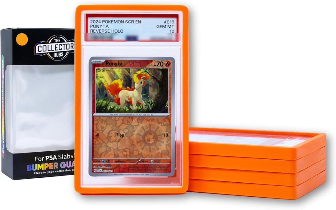 5 x Bumper Guards for PSA Graded Cards Orange | PSA Card Guard with Perfect Fit and Shock Absorption | PSA Slab Bumper | PSA Slab Protectors Orange, Pack of 5