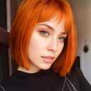 Wig and Sunglasses 12 Inch Short Bob Wigs with Bangs for Women Costume Cosplay Party (Orange)