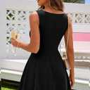 IWD Womens Summer Sleeveless Mini Dress 2026 Elegant Classy Boat Neck A Line Cocktail Party Short Dresses (Black, L)
