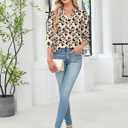 2 x Rapbin 3/4 Length Sleeve Womens Tops 2025 Summer Fall Henley V Neck Button Down Tunic Shirts Casual Business Blouses (L)
